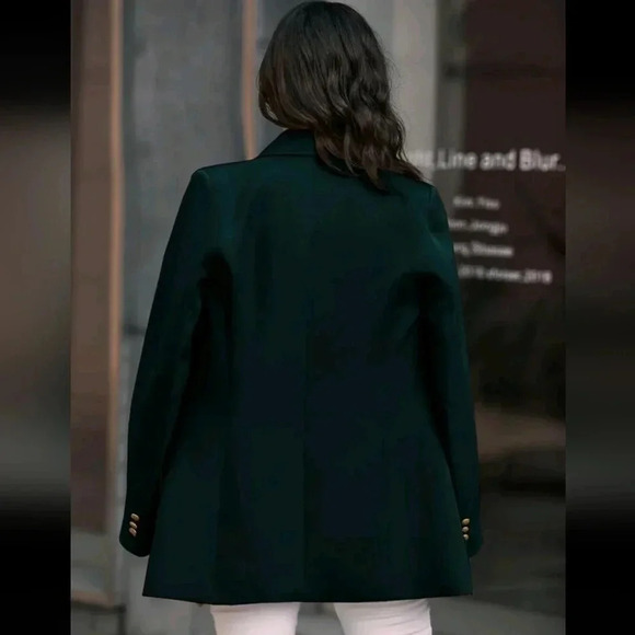 Solid Double Breasted Flap Detail Blazer Workwear - Picture 4 of 5